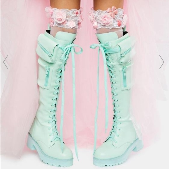 Dolls Kill Shoes - Dolls kill mint  obsidian combat boots